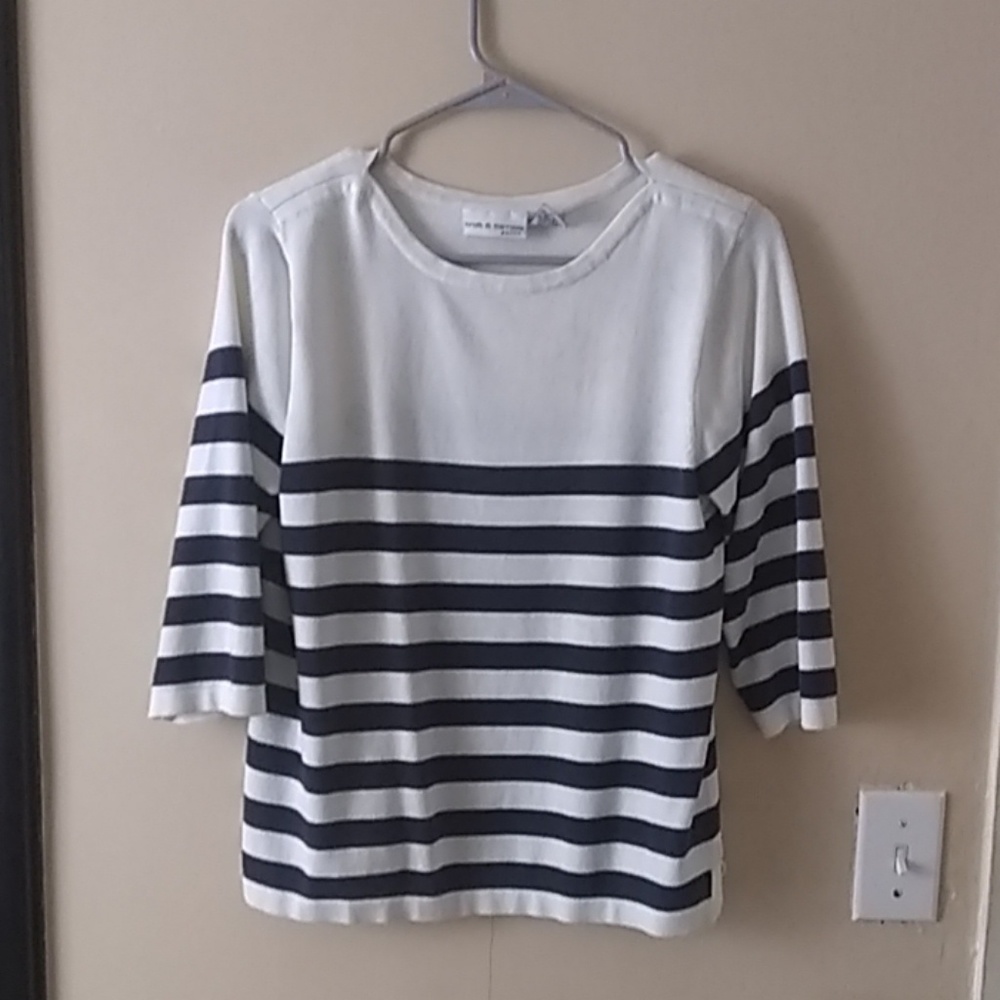Navy blue and white stripe shirt